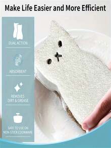 1/2/4pcs Cute Cat Sponge Kitchen Set - Durable And Thick Cleaning Tools For Dishwashing, Household Kitchen Cleaning Scouring Pad, Pot Brush, Pot Wipe, Specially Designed For Pots And Utensils, Anti-Scratch Dishwashing Foam, Multi-Functional Heavy-Duty Kitchen Cleaning Sponge In Cat Shape - Multicolor - View 4