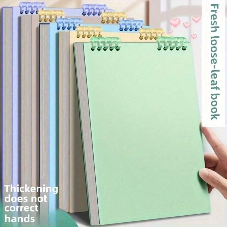 Fresh Series Loose-Leaf Notebook Set With Colorful Binders, Thickened Paper Notebooks For Writing, Journaling And Note-Taking, Portable Spiral-Bound Notebooks In Multiple Pastel Colors - Pink - View 1