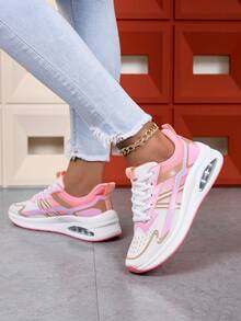 Zapatillas deportivas minimalistas, ligeras y versátiles de mujer con estilo coreano casual, con cojín de aire, malla transpirable y cómoda, con cordones