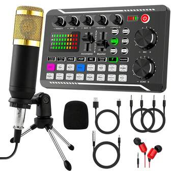 2025 Upgraded Podcast Equipment Bundle, Recording Studio Package With Pro Audio Interface And Podcast Microphone For Gamer Podcasting, Recording, Singing, Streaming,Condenser Microphone Recording Studio Package For Podcasting Live Streaming Singing PC Mobile
