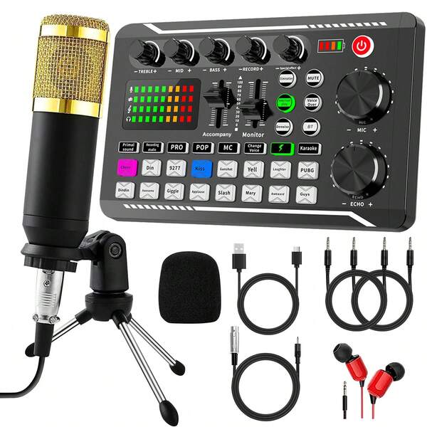 2025 Upgraded Podcast Equipment Bundle, Recording Studio Package With Pro Audio Interface And Podcast Microphone For Gamer Podcasting, Recording, Singing, Streaming,Condenser Microphone Recording Studio Package For Podcasting Live Streaming Singing PC Mobile