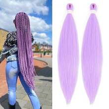 Długie fioletowe warkocze, wstępnie rozciągnięte syntetyczne przedłużki do warkoczy, fioletowe przedłużki do włosów na imprezę sceniczną, kostium na Halloween i Boże Narodzenie