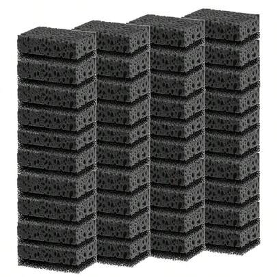 1/5/10/20/30pcs Extra Strong Non-Stick, Oil-Free Kitchen Cleaning Sponges - Durable Black Seaweed Dishwasher And Grill , Great For Tough Stains On Cookware And Outdoor Grills