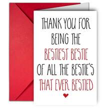 1 Set Funny Valentine's Day Friendship Thank You Cards, Humorous Thank You Cards For Best Friend, "Thank You For Being My Best Friend" Heart Greeting Card, Thank You Gift For Her, Cute Handwritten Style Thank You Card For Girlfriend - Multicolor - View 9