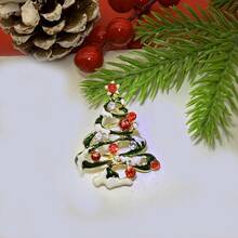 Damska broszka z kryształkami w kształcie choinki, modna, idealna do noszenia na co dzień - drzewko świąteczne - Zobacz 10