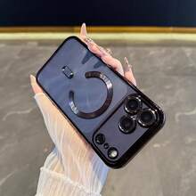 Magnetic Clear For IPhone 17 17 Air 17 Pro 17 Pro Max Case With Camera Lens Protector [Compatible With MagSafe] Luxury Plating Edge Slim Soft TPU Cover Protective Phone Case Compatible With IPhone 13 11 16 Pro Max 15 14 12 X XR XS 7 8 Plus 16e