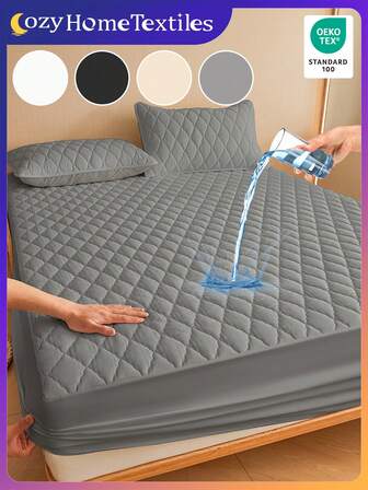 1pc Water Resistant Solid Color Bed Sheet, Bedding, Multiple Color Choices, Soft And Comfortable Mattress Cover, Skin-Friendly Mattress Protector, Made Of Modern And Minimalist Fabric, For Twin, Full, King, Queen Size, Machine Washable, Dust-Proof Protection, Only One Fitted Sheet ( Exclud Pillowcases And Pillows), Bedroom Decor, Room Decor, Bed Cover, Gray,Oeko-Tex