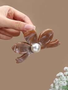 Swim Mod 1/3pcs Vintage Floral Oil Painting Texture Faux Pearl Hair Clips, Chic Hair Claw Suitable For Women & Girls Hair Accessories Fashion Hair Claw Clips Autumn Accessories Fall Hair Clutch Flower Clip Winter For Vacation Outfits Woman - Multicolor - View 14