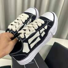 MMY 2025新款经典防滑耐磨轻便低帮板鞋，男女校园情侣款，黑白配色 - 黑與白 - 查看 3