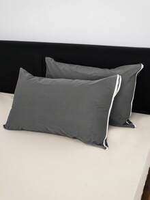2pcs Waterproof Pillow Protectors (2 Sets) - Made Of Breathable TPU Material With Low Allergy, 2 Zipperable Pillow Covers - Dark Grey - View 16