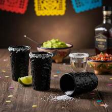 MEXTEQUIL - Vasos Tequileros de Cerámica Talavera Auténtica Mexicana, Set de 4 - Encaje Azul - Sombra negra - Ver 9