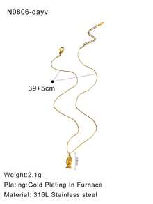 1 件不锈钢波西米亚风格鱼形装饰项链，法式时尚精致不锈钢高端小众复古小鱼吊坠，适合女士
