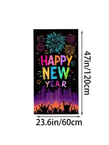 1件新年快乐多彩烟花城市剪影门帘，充满活力的节日风格涤纶长方形门帘，饰有彩色“新年快乐”字样、人群剪影和闪光细节，经久耐用，引人注目，适用于新年庆祝活动、节日派对、家居入口装饰、一月庆祝活动。 - 彩色 - 查看 14