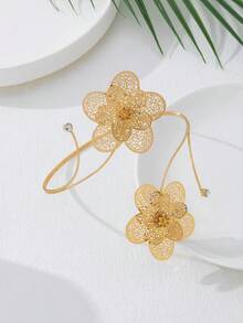 Tornozeleira Geométrica Oca 3D Minimalista e da Moda, Adequada para Festas e Eventos, Presente - Dourado - Visão 2