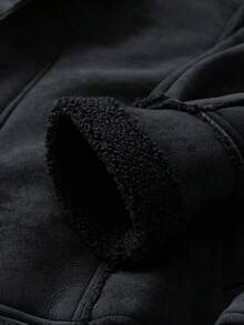 Chaqueta de hombre con solapa de piel sintética y forro polar, para otoño/invierno