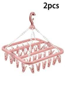 Suszarka do skarpet, wieszak na ubrania z 32 klipsami, wieszak na ubrania do wewnątrz i na zewnątrz, składana obrotowa suszarka do ubrań, odpowiednia do bielizny, skarpetek, małych części garderoby, do użytku na zewnątrz i na balkonie - oszczędzająca miejsce, bez zasilania, wisząca linka na ubrania, wieszak na ubrania, pralnia