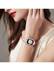 Conjunto de correa y caja de reloj con brillantes diamantes de imitación, compatible con Apple Watch para mujer. Elegante correa metálica con incrustaciones de diamantes de imitación y caja hueca de policarbonato con doble hilera de diamantes de imitación. Compatible con Apple Watch Series Ultra/11/10/9/8/7/6/5/4/3/SE, 38/40/41/42/44/45/46/49 mm. Preciosa y brillante correa y caja.