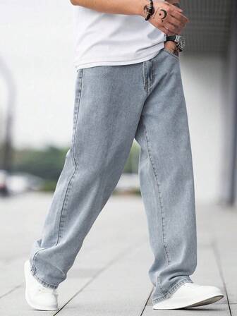 Men's Loose Fit Distressed Flare Jeans Casual Wide Leg Denim, Cotton, Daily Wear, Fashion