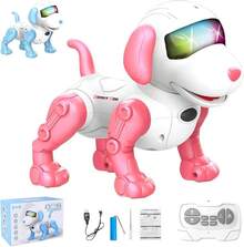 Nasjac Perro Robot de Control Remoto, Juguetes Robots para Niños Inteligente con Luces y Música, Recargable Perro Robótica Programable, Hablar Caminar Interactivo, Regalos de Día del Niño - Rosa - Ver 9