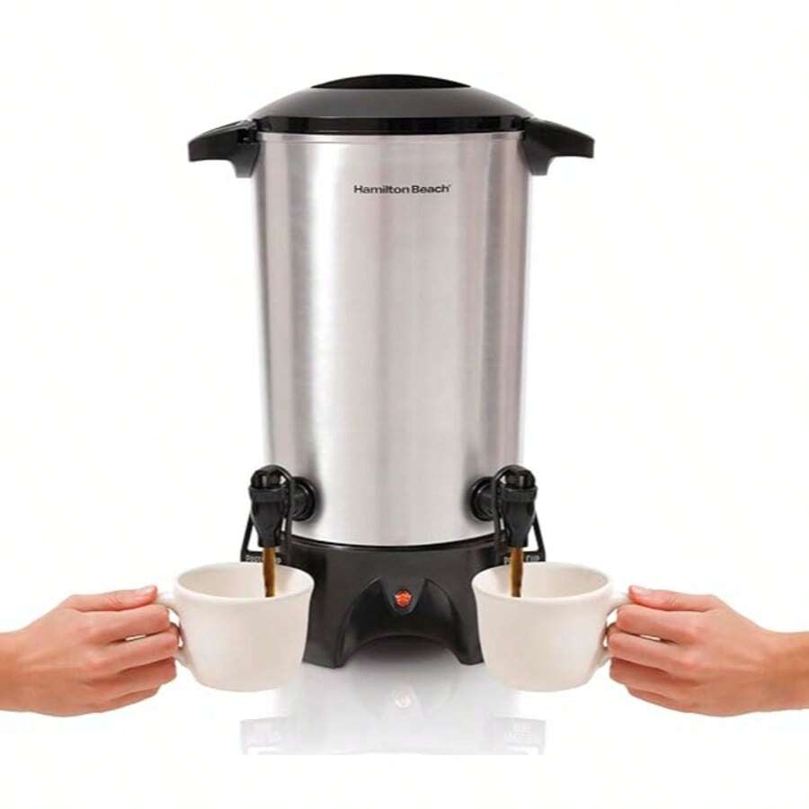 Cafetera Hamilton Beach de gran capacidad  45 tazas Urna percoladora doble dispensador , puede servir 2 tazas al mismo tiempo, acero inoxidable - Tipo de Enchufe A USA (110-127V) - Ver 1