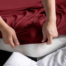 DecoKing Fitted Sheet 100% Cotton Jersey Box Spring Bed Fitted Sheet White Amber Collection - Bordeaux - View 4