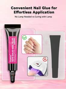 2PCS/1PC Newly Upgraded Quick Drying 10g Semi Solid Nail Glue For Press On Nails Tips No Need For UV Lamp Long Lasting Fake Acrylic Nails Kit Glue Gel - Trong sáng - Xem 4