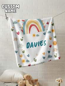 1pc Customized Blanket, Text Blanket, DIY Blanket, Patterned Blanket, Memorial Blanket. Tapestry, Photo Portrait Blanket Design, Suitable For Girls, Boys, Adults, Valentine's Day, Lightweight, Baby Blanket, Personalized Blanket, Personalized Photo Blanket, Personalized Throw Blanket, Personalized Baby Blanket, Newborn Blanket