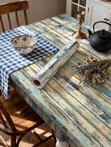 1 卷（1 米/3 米/5 米）复古蓝色木纹壁纸，15.75 英寸宽，复古美式装修，即撕即贴，DIY 可移除，不留残留，防水，防潮，易于清洁，适用于洗衣机、通风罩、厨房角落、橱柜、浴室隔断、餐厅厨房、桌子、家居装饰 PVC 装修贴纸 - 彩色 - 查看 1