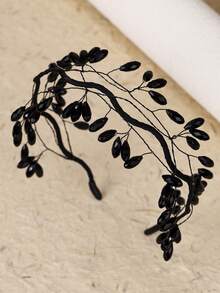 1件复古黑色花朵头饰，饰有水晶珠，适合新娘婚礼佩戴，也可作为女士派对、舞会、情人节配饰。 - 黑色 - 查看 17