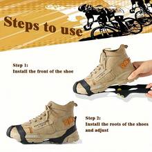 2 pares de cubiertas de zapato duraderas y antideslizantes con 10 clavos metálicos - Ideales para ciclismo, senderismo y tracción en la nieve al aire libre - Accesorios de zapato lavables de goma sintética negra, clavos de pedal antideslizantes, para montañismo y pedales de bicicleta - Multicolor - Ver 3