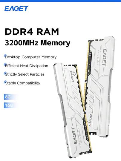 DDR4 RAM PS40 Series DDR4 RAM 32GB Kit (2x16GB) /16GB Kit (2x8GB), Desktop Memory 3200MHz DDR4 Gaming RAM Intel AMD Desktop Computer Memory With Aluminum Alloy Shell & 3M Thermal Conductive Silicone Double Heat Dissipation