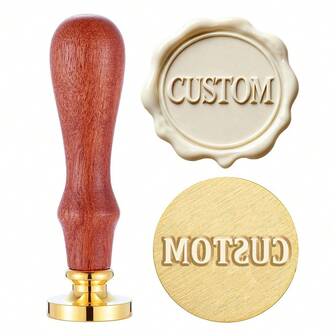 1 Stück 25mm INDIVIDUELLER Siegelstempel - Siegelwachsstempel mit Holzgriff zum Basteln, für Umschläge, Geschenkverpackung, Abschlussgeschenke und Hochzeitseinladungen