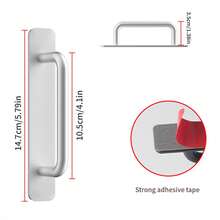1 件鋁合金免打孔門把手,適用於玻璃/塑膠/陽台/拉櫃門 - 黑色 - 查看 13