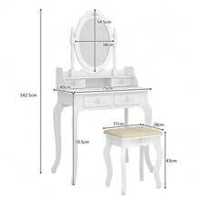 Vanity Makeup Table Set With 4 Drawers And Mirror &Stool Bedroom Dressing Table - 預設 - 查看 10