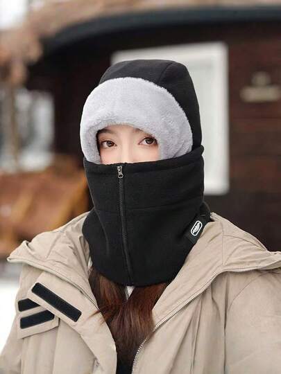 1pc Unisex Warm 3-In-1 Balaclava, Winter Windproof Fleece Face Mask, Neck Warmer And Beanie, Full Face And Neck Coverage, Machine Washable, Suitable For Cycling And Outdoor Activities