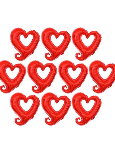 5/10pcs Red Heart Balloons - Heart Shaped Foil Balloons For Valentines Day, Proposal, Anniversary & Birthday