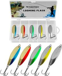 Señuelos de Pesca para Trucha, señuelos de Pesca para Trucha, Lucio, Lucio, Lucio, pez y lucioperca, 1/8 onzas, 1/5 onzas, 1/4 onzas, 3/8 onzas, 1/2 onzas, 3/4 onzas, 5 Unidades - Gancho individual de color B - Ver 9