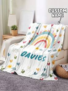 1pc Customized Blanket, Text Blanket, DIY Blanket, Patterned Blanket, Memorial Blanket. Tapestry, Photo Portrait Blanket Design, Suitable For Girls, Boys, Adults, Valentine's Day, Lightweight, Baby Blanket, Personalized Blanket, Personalized Photo Blanket, Personalized Throw Blanket, Personalized Baby Blanket, Newborn Blanket