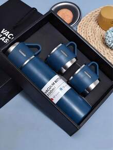 1 zestaw kubków termicznych z niestandardowym projektem, przenośny kubek ręczny z 1 kubkiem i 3 pokrywkami, pudełko prezentowe ze stali nierdzewnej, 500 ml przenośny kubek podróżny ze stali nierdzewnej 304 z 3 pokrywkami, niestandardowy ekskluzywny zestaw pudełek prezentowych, kalendarz świąteczny