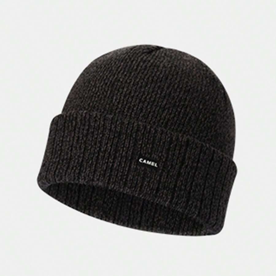 CAMEL CROWN 针织帽四季百搭保暖月子帽防风大头围白色毛线帽防寒帽