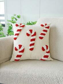 Christmas Candy Cane Pillow Cover, Without Filler, Christmas Home Decor Cushion Cover, Suitable For Home, Bedroom, Sofa, Living Room Decor, Applicable For Christmas, Thanksgiving, New Year Christmas Decorations Christmas Decorations Home