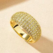 Women's Ring With Shiny Pavé And Micro Crystal Zirconias, Elegant Domed Design - #18 - View 1