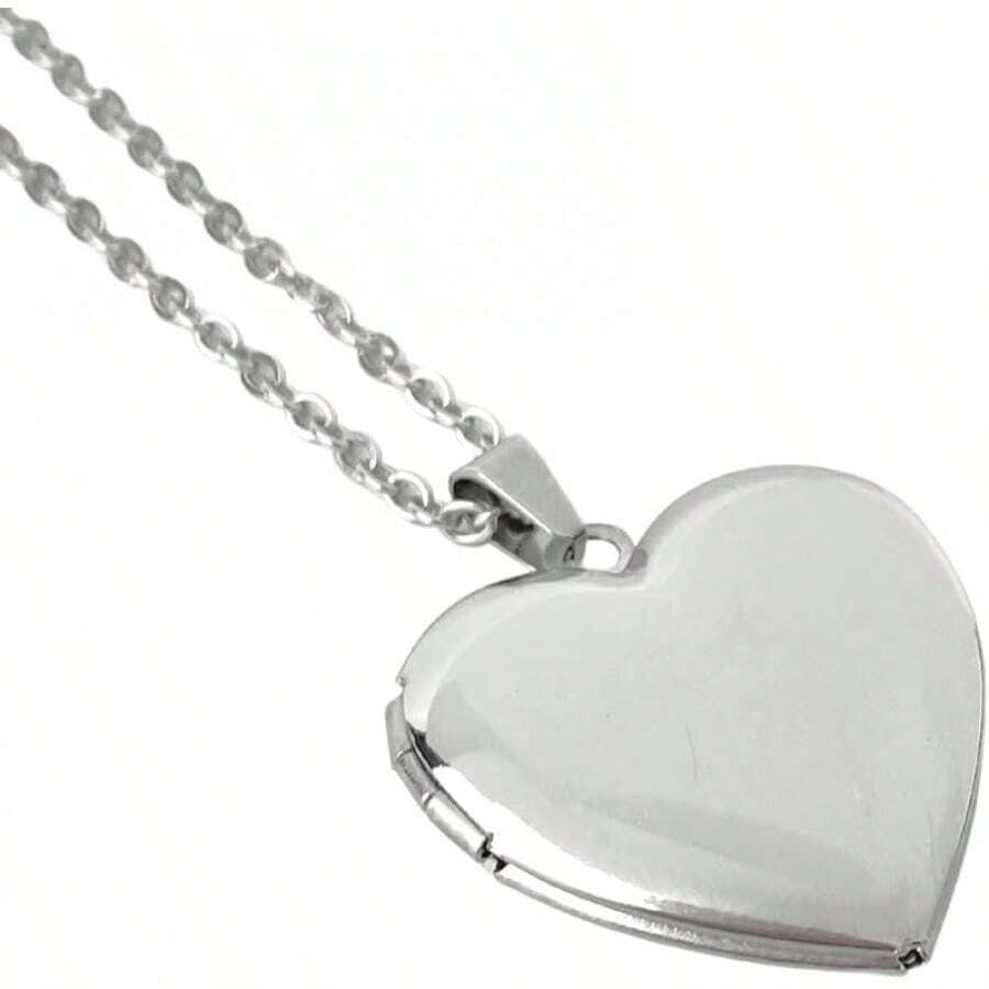 Collar Relicario para Fotos de Acero Inoxidable Corazón, Joyería para Regalo - Plateado - Ver 1