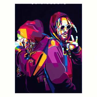 1 pieza, Póster de arte en lienzo de Suicide Boy de 12x16", decoración de pared sin marco, arte pop vibrante para dormitorio, sala de estar, oficina, idea de regalo perfecta, material de arte y manualidades