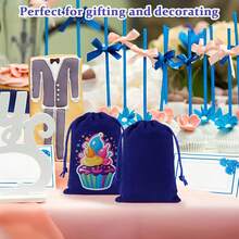 2025Shintop 20pcs Velvet Bags With Drawstrings, 4x6inch Gift Bags Black Velvet Jewelry Pouches For Dice Wedding Party Favor - 藍色 - 查看 7