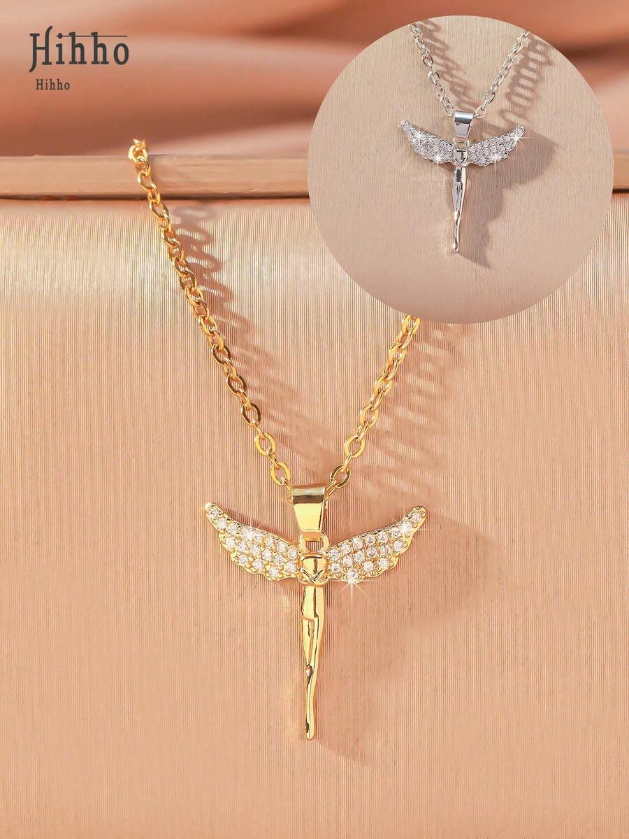 Hihho 1pc Classic & Delicate Lucky Goddess Angel Pendant Women's Clavicle Necklace Decoration Gift - Yellow Gold - View 1