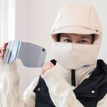 Joyhnny Polardefender Fanyil Polardefender Winter Windproof Full Cover Balaclava with Glasses 4-in-1 Ski Hat Full Coverage Thermal Mask with Glasses - Blanco y negro - Ver 5