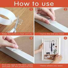 2pcs/Set Double-Sided Nano Powerful Adhesive Tape, Multi-Purpose Removable Reusable Transparent Strong Sticky Tape For Photos, Posters, Carpets And More, Perfect For Home And Office Supplies