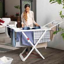 Foldable Clothes Drying Rack With Wings, Durable Resin, 20m Drying Space, Sun-Resistant, With Zipper, Inc. 20 Pegs - 白色 - 查看 1