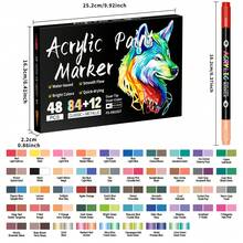 Bộ bút vẽ màu acrylic 24/48/72/96/144/240 màu, 12/24/36/48/72/120 bút vẽ màu acrylic hai đầu, hai màu, thích hợp cho giấy, thủy tinh, sỏi, kim loại, nhựa, gỗ, trứng, gốm sứ, vải. - Nhiều màu - Xem 16